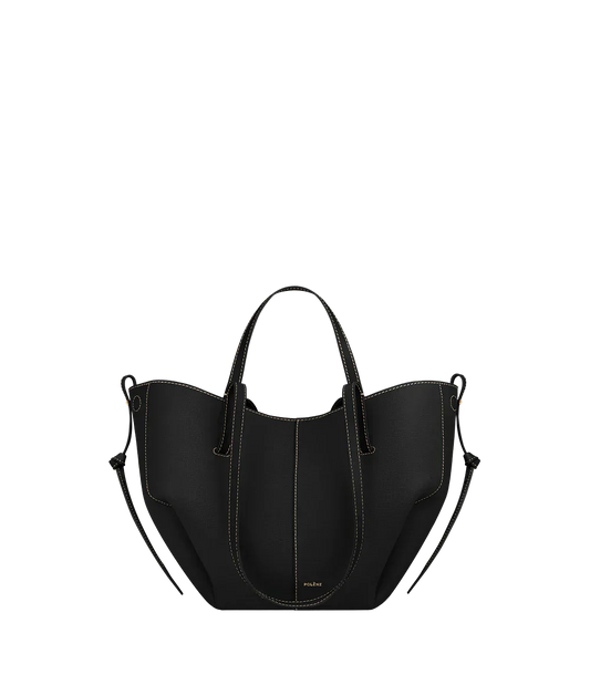 Cyme Mini Edition Schwarz Nähte Ecru Genarbtes Leder